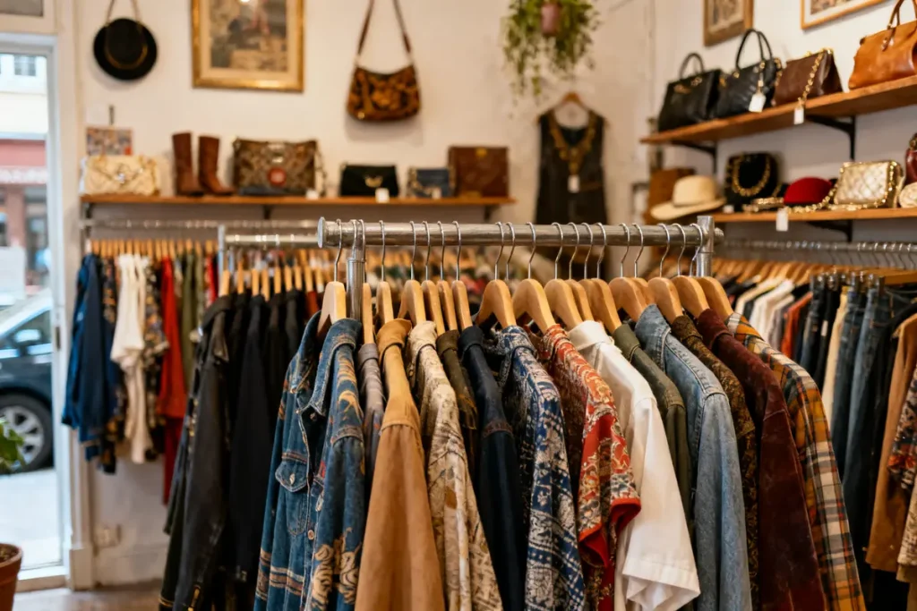 Rayon de vêtements vintage et sacs dans La vague friperie chaleureuse et stylée