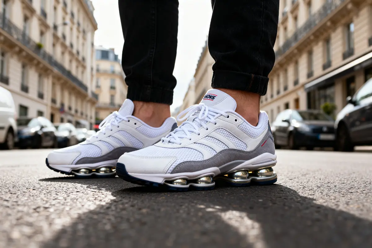 Nike Shox R4 : baskets noires unisex au style unique